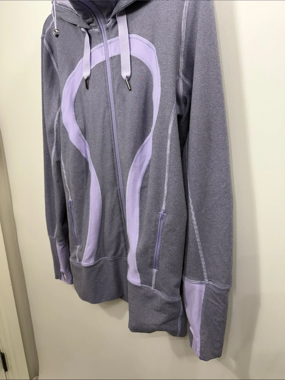 Lululemon Stride Full zip jacket purple stripes size 12